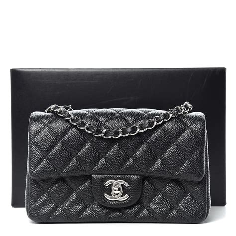 CHANEL Caviar Quilted Mini Rectangular Flap Charcoal